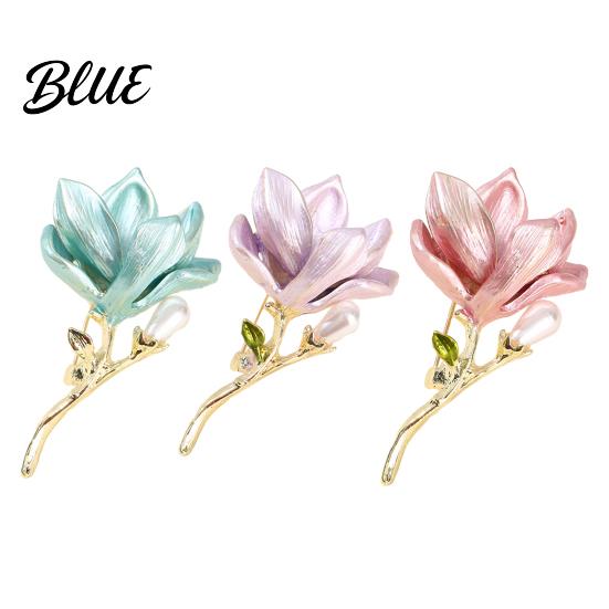 Long-lasting Brooch Magnolia Zinc Alloy Pin with Oil Dripping Process