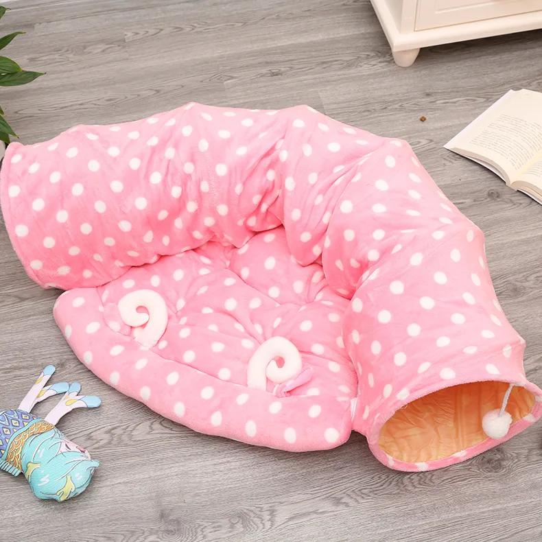 Pet Cat Tunnel Toys 2 In1 Collapsible Cat Nest Kitten Bed Tunnels Interactive Play Toy Indoor Tent for Cat Exercising Products