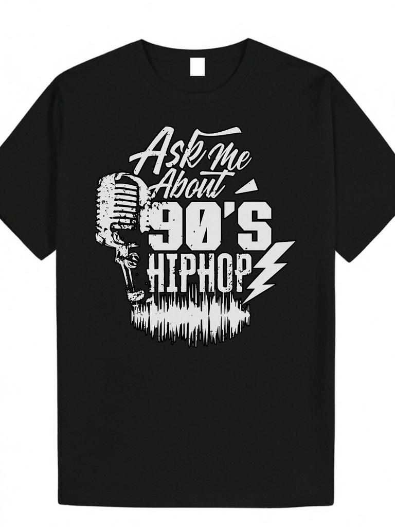 1990s Hip-hop Pattern Printed T-shirt Men's Fashion Casual Wear Short-sleeved Loose and Comfortable T-shirt Daily Men's Clothing