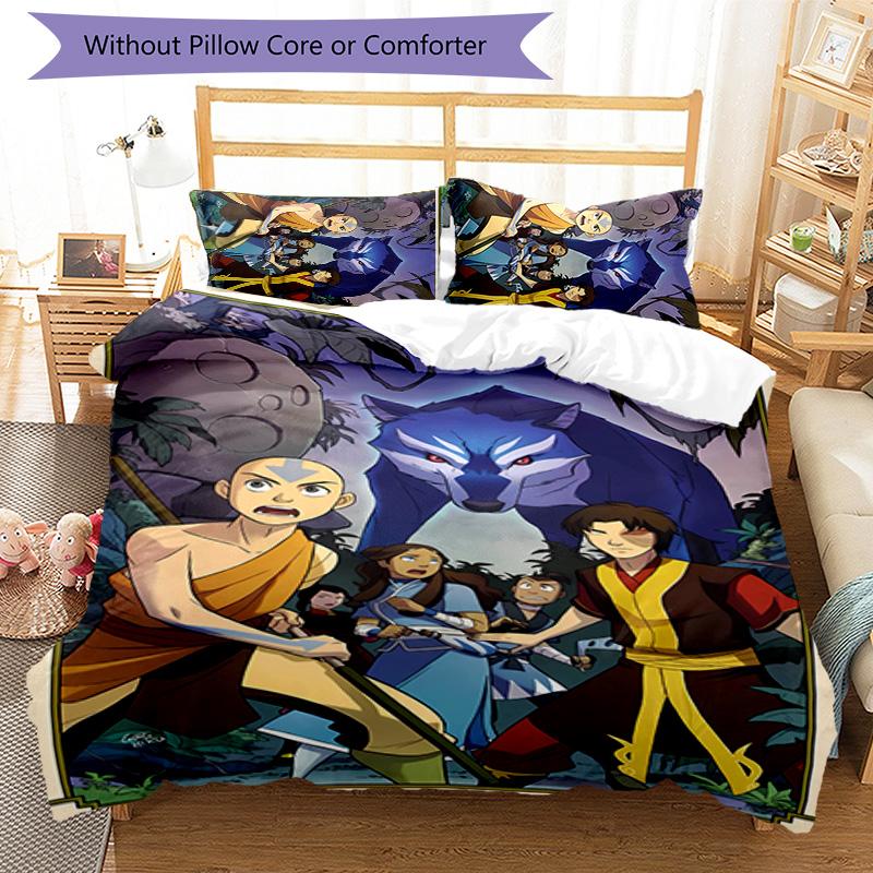 3pcs Avatar The Last Airbender Pattern Bedding Set Duvet Cover Set Includes Duvet Cover &pillowcases, Perfect All Season Bedroom Decoration & Gift