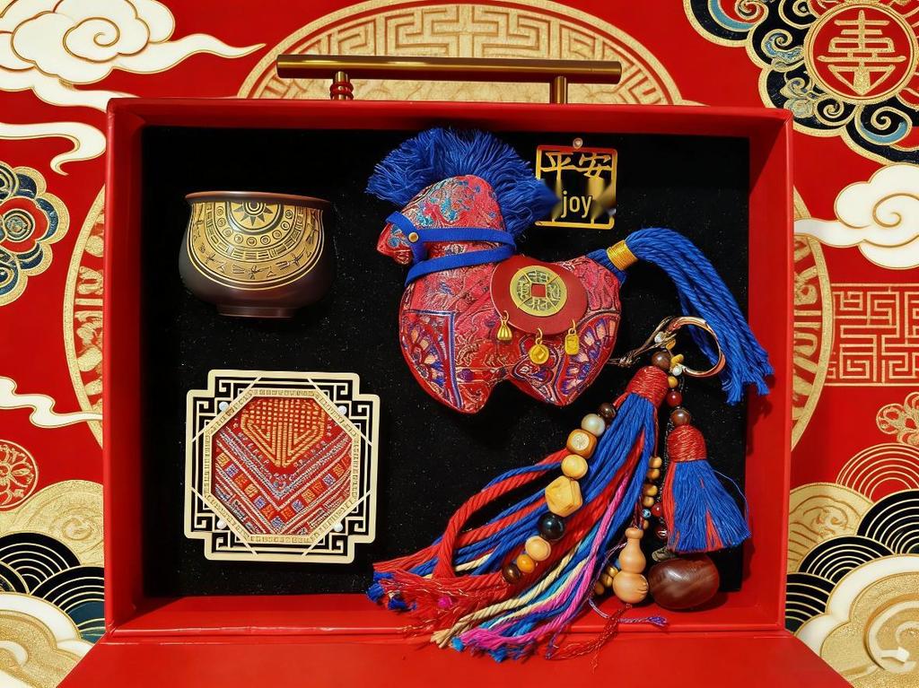 2026 Year of the Horse Gift Set: Tang Horse-Themed National Trend Box with Zhuang Brocade Coaster & Nixing Pottery
