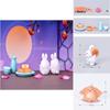 Adorable Diy Resin Rabbit Eat Mooncake Micro Landscape Decor For Mid-autumn Festival Celebration