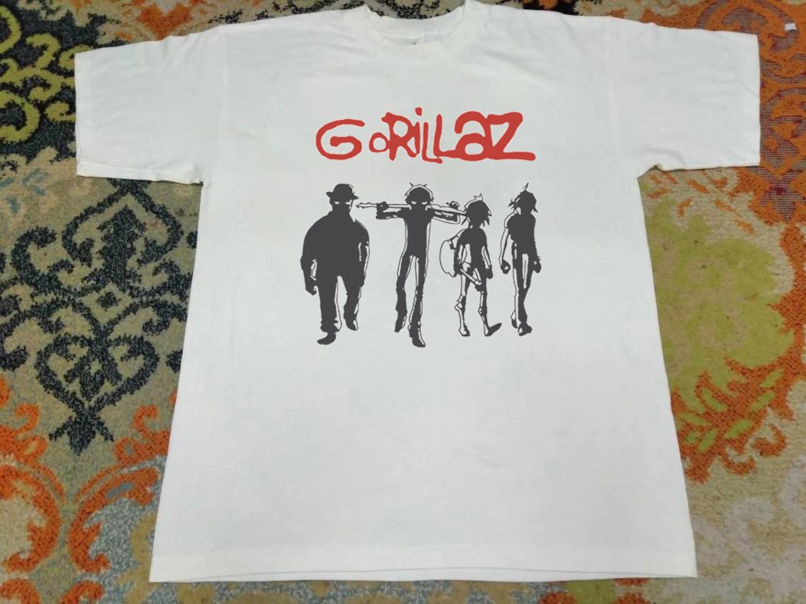 

Gorillaz Street Kids Gangsta Electro-Rock Band Oversized Loose Fit Short Sleeve T-Shirt 100% Cotton Loose Tops Breathable Tee 4XL