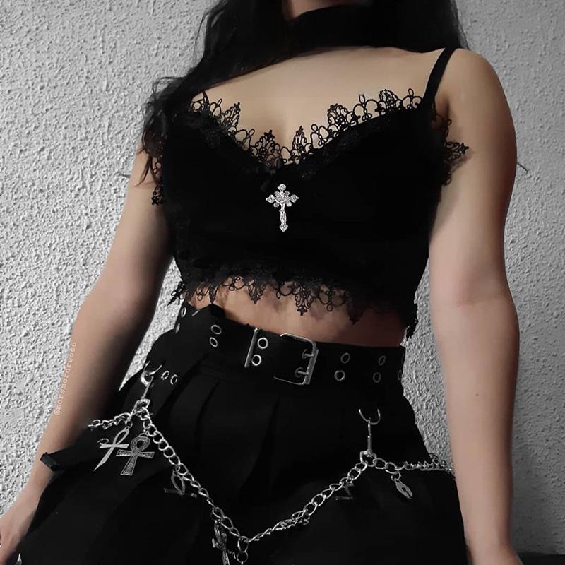 Koreanisches Samt-Camisole mit Spitzenbesatz und freiem Rücken für Damen