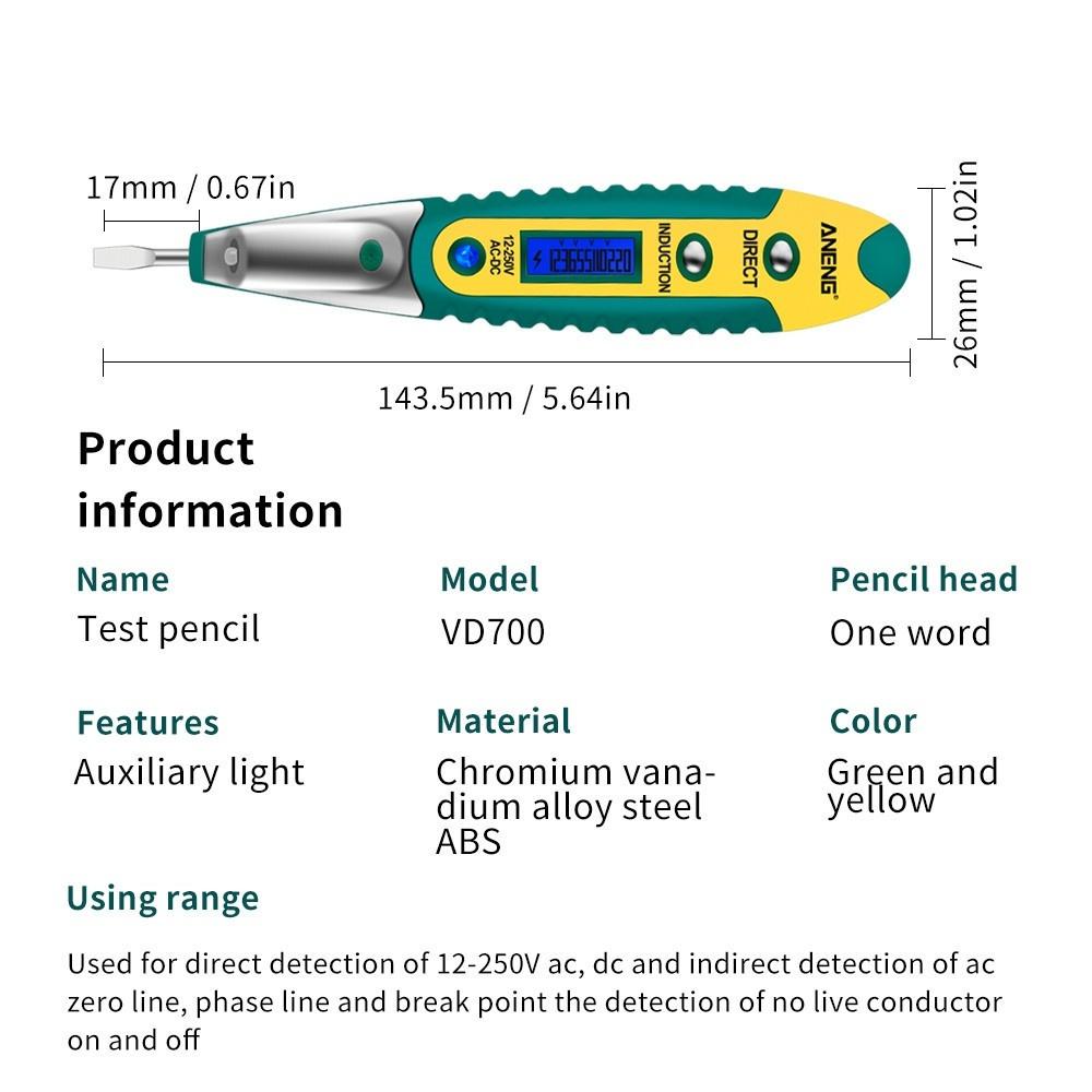 Multifunksjonell berøringsfri digital testpenn flytende krystall display skrutrekker Lyd- og lysalarm Elektrisk testpenn MYY
