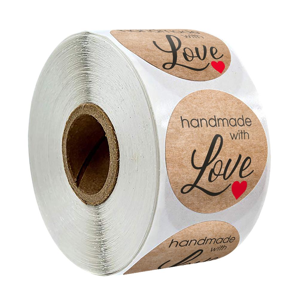 100-500pcs Vintage Kraft Paper Stickers Scrapbook Gift Stationery Label Stickers Handmade With Love Thank You For The Stickers