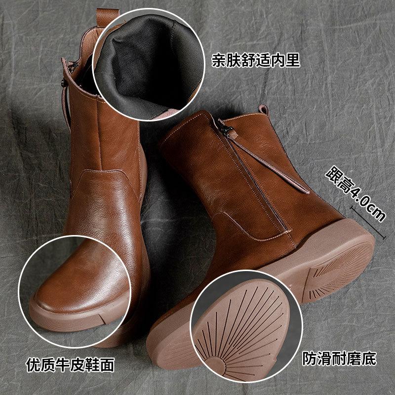 British flat-bottomed Martin boots women's autumn and winter 2025 new fringed retro medium boots slim casual knight boots