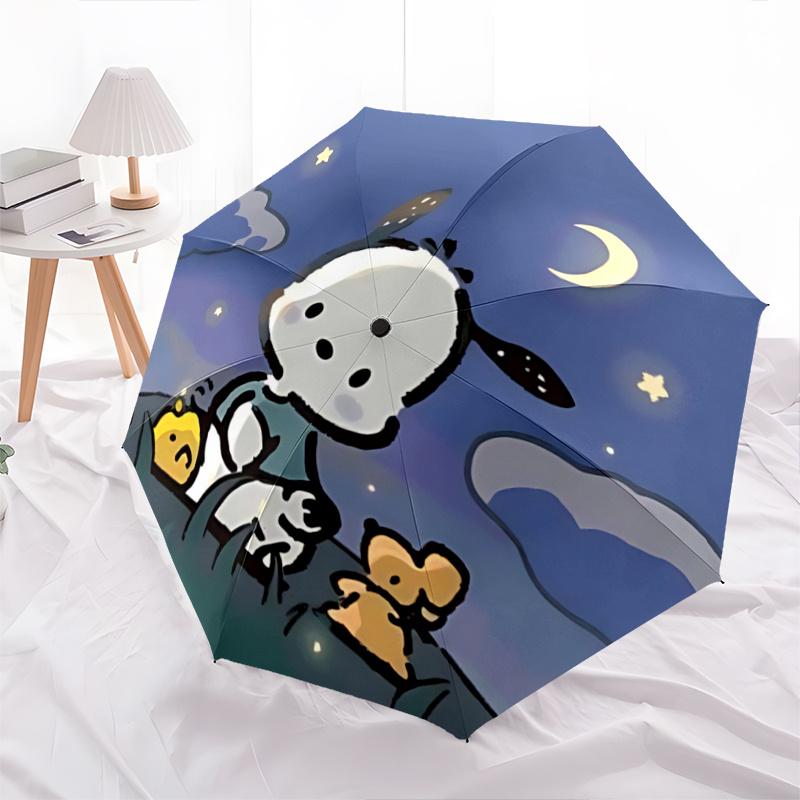 

1pc Nightly Adventure: Cute Bunny & Friends Umbrella - Automatic Opening/Closing, Foldable Design, Outdoor, Festive Gift for Fans, Travelers, Everyday