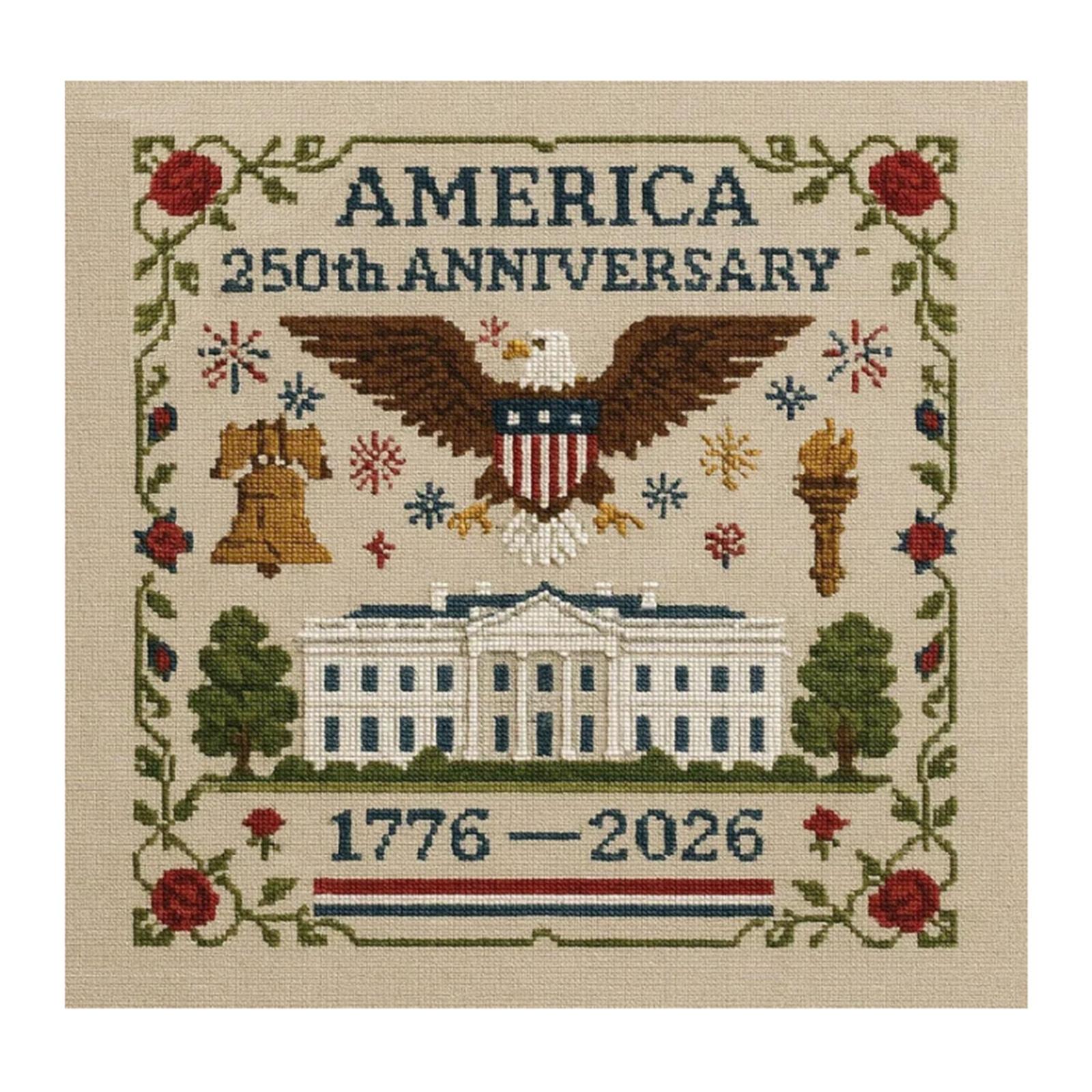 

Набор для вышивания крестом к 250-летию США Персонализированная патриотическая вышивка крестом Памятная вышивка для начинающих С нанесенным рисунком A