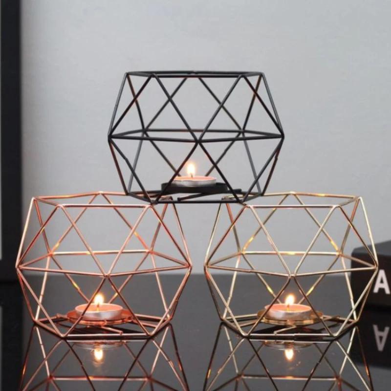 Portacandele Geometrico in Ferro Stile Nordico Portacandele Domestico da Parete Romantico Durevole Portacandele Matrimonio Decorazione Casa Artigianato
