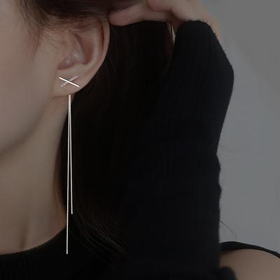 Simple Cross Long Chain Tassel Drop Earrings For Women Dangle Earring Color Piercing Line Trendy Ear Jewelry