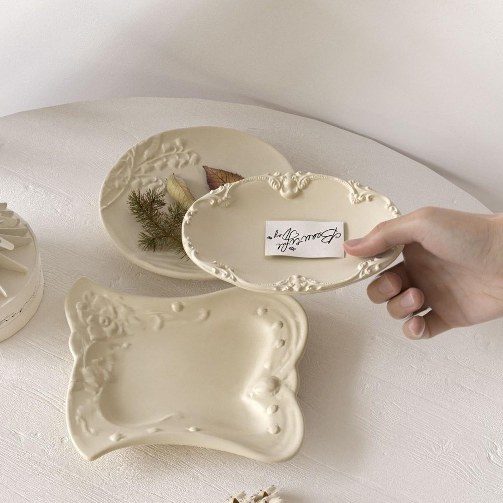 Silicone Silicone Molds Flower Pattern Oval Storage Tray Silicone Mold Embossed Pattern Round Shape Gypsum Mold