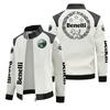 [European size velvet] Beinelli locomotive logo leather jacket large size printed autumn and winter jacket pu high-end men's clip