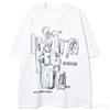Unisex Distressed Cracked Letter Graphic T Shirt Black Oversized Short Sleeve Grunge Streetwear Tops