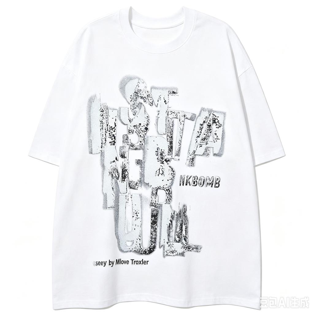 Unisex Distressed Cracked Letter Graphic T Shirt Black Oversized Short Sleeve Grunge Streetwear Tops