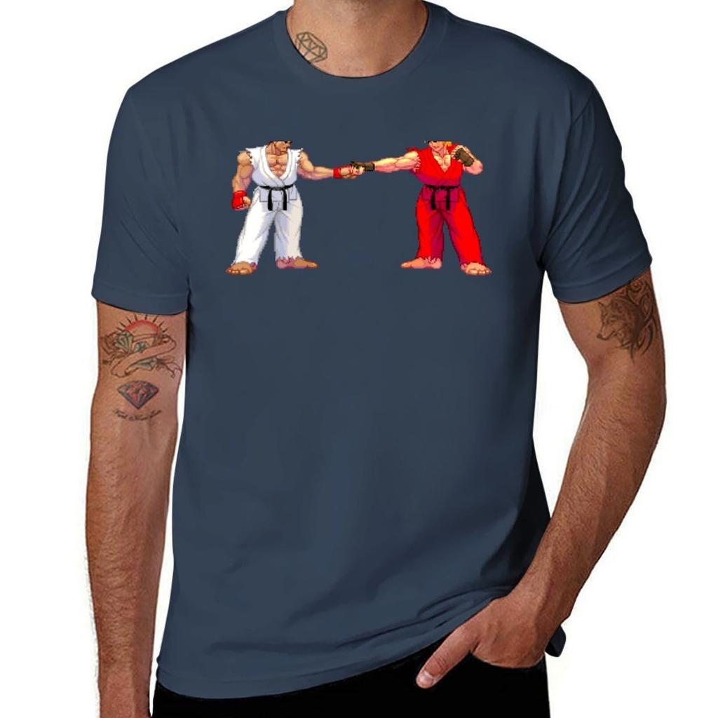 3rd Strike Ryu and Ken Fist Bump TShirt Vintage Style Printed Top