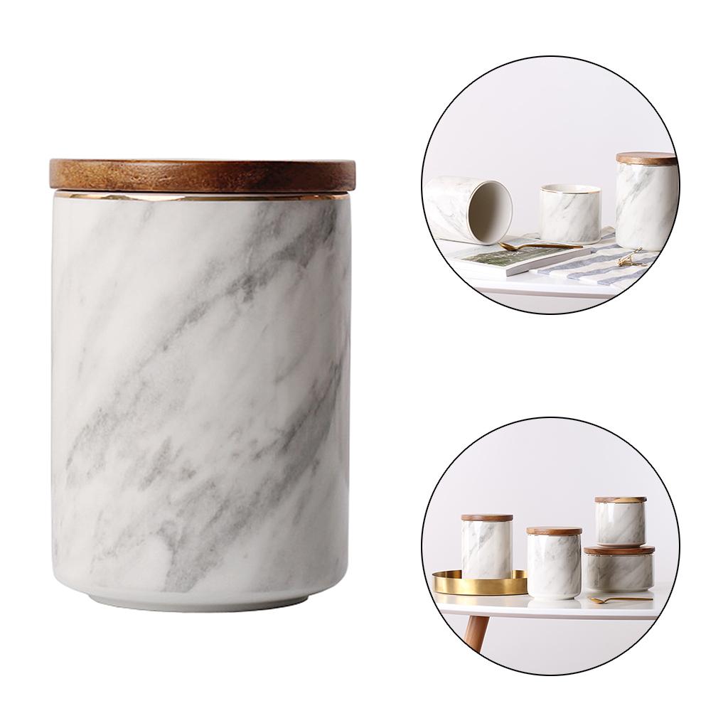 Nordic Marbling Sealed Jar with Lid Ceramic Storage Box Coffee Scented Tea Ornaments -