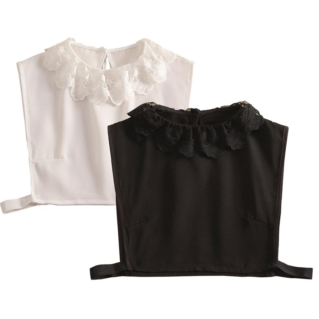 Solid Color Embroidery False Collars for Women Black White Detachable Shirt Fake Collars Blouse Top Half Shirt Decoration