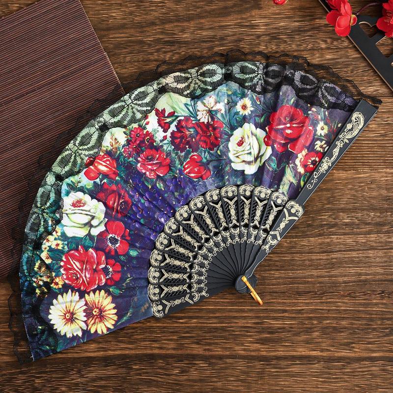 1Pc Plastic Folding Flower Crafts Floral Hand Dancing Spanish Style Wedding Party Decoration Lace Fan