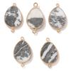 2pcs 2 Hole Natural Stone Pendants Gold Plated Water Drop Connector Accessories for Jewelry Making Diy Necklace Earring 20*35MM