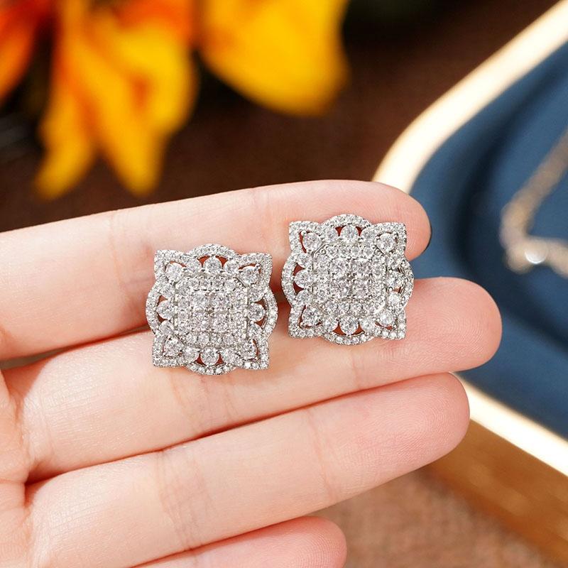 

CAOSHI Aesthetic Copper Color Stud Earrings for Women Bling Bling Cubic Zirconia Wedding Accessories Daily Wearable Zircon Gift
