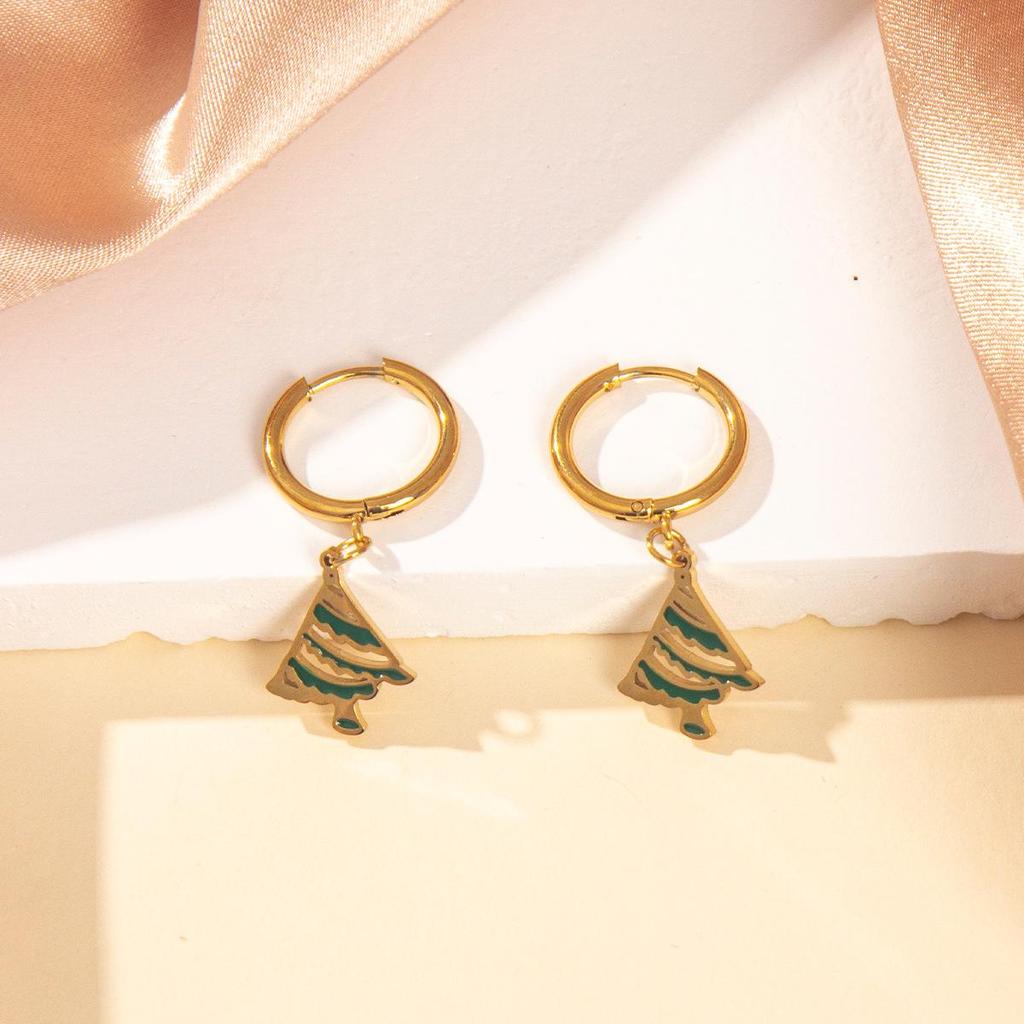 High-End Versatile Christmas Earrings: Stainless Steel Studs, Ear Clips, and Dangle Jewelry
