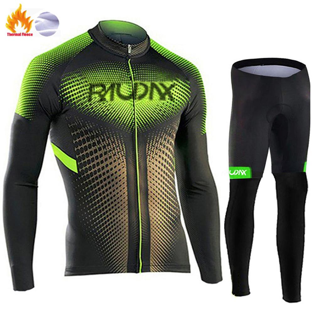 Winter Cycling Jersey Set Men Thermal Fleece Cycling Clothing Black Road Bike Suit MTB Uniforme Bicycle Maillot Ciclismo
