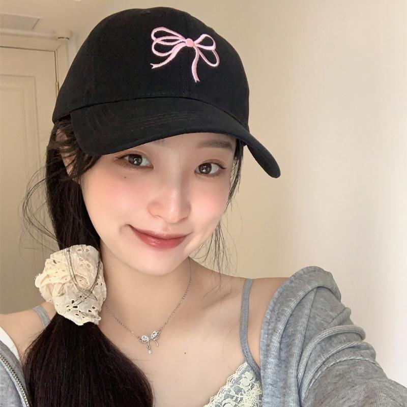 Embroidered Bowtie Hat PonytailHat Long Brims Baseball Hat Fashionable Sun Hat