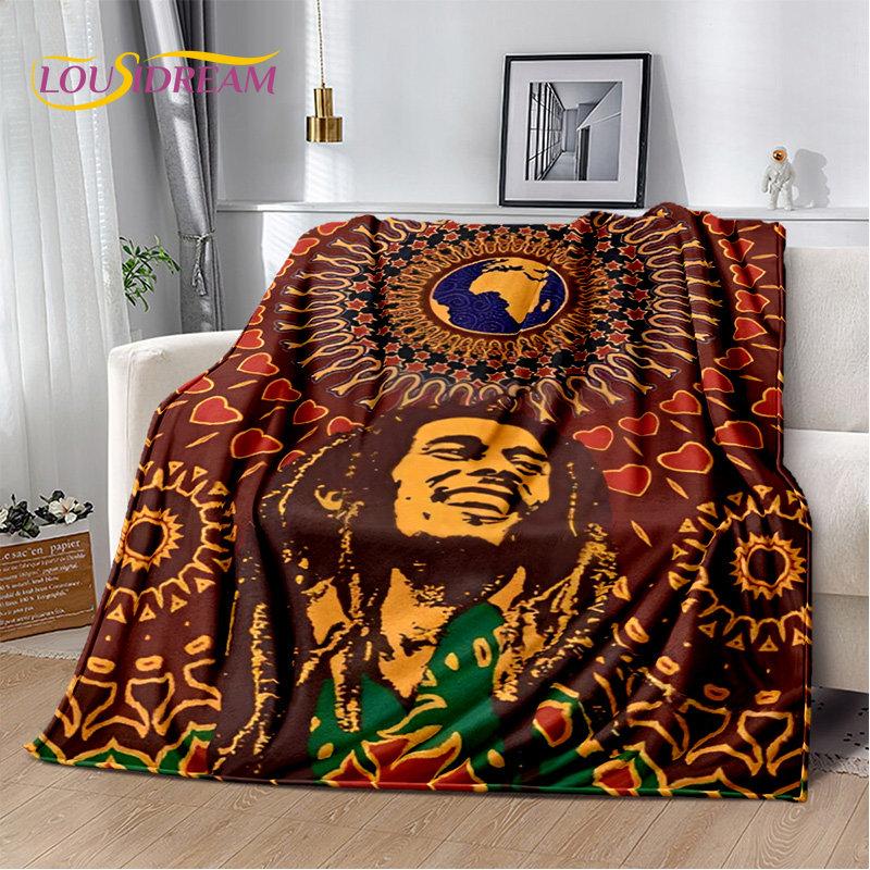 Bob Marley Reggae Music Jamaican Maple Leaf Plush Blanket,Flannel Blanket Throw Blanket for Living Room Bedroom Bed Sofa Picnic