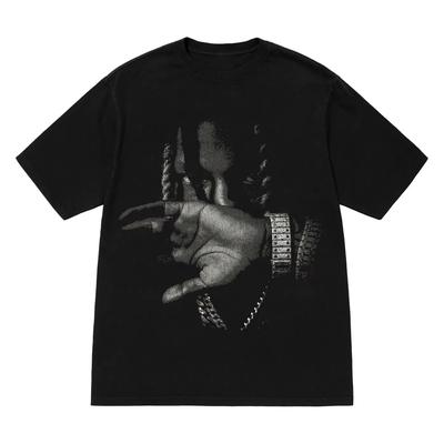 King Von Top of The World T-shirt Zwart Unisex High-end Luxe Klassiek Y2k Korte Mouwen Klassiek Koppels Dagelijkse Kleding Cool Topje