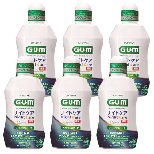 Bulk Purchase: GUM Mouthwash, Night Care, Medicated Mouthwash for Bad Breath, Refreshing Herbal Type, Alcohol-Free, Mild, 450ml X 6 Bottles