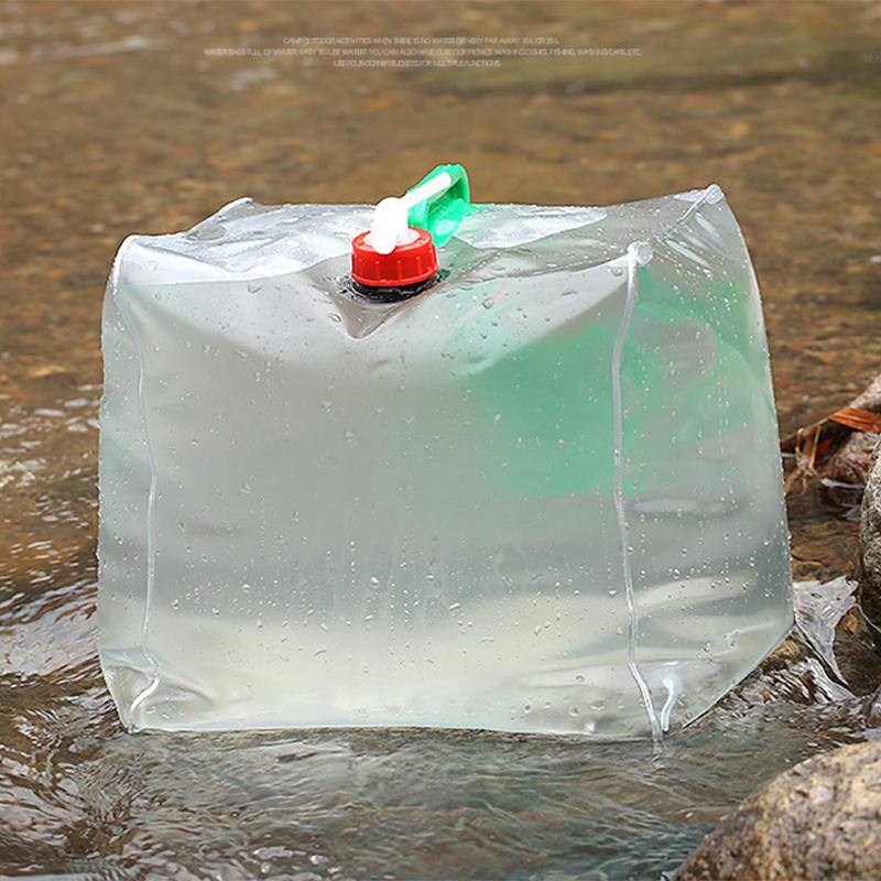 20L Foldable 0.5mm Thick PVC Water Container Camping Water Storage Bag, 25x25x26cm (BPA-Free, No FDA)