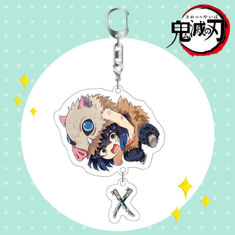 Demon Slayer Acrylic Keychain Tanjiro Nezuko Anime Double Sided Key Ring Accessories for Cosplay Set Gift Fans