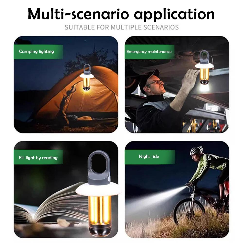 LED Portable Rechargeable Light Super Bright Flashlight Camping Light Work Light 5 Lighting Modes Waterproof Outdoor Light