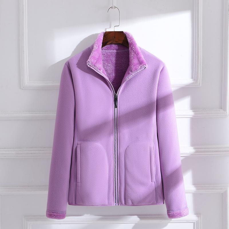 

Унисекс двусторонняя флисовая куртка: Утепленный бархатный ветрозащитный слой с внутренним слоем из поларфлиса, идеально подходит для осени и зимы M