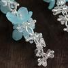 Blue Crystal Flower Tassel Earrings - Handmade, Original Design for Seaside Vacations