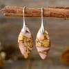 New hot-selling European and American bohemian natural stone leaf pendant earrings retro jewelry