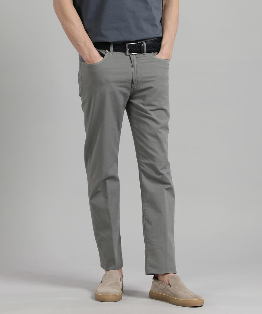 PANICALE Gray Slim Fit Dyed Cotton Pants