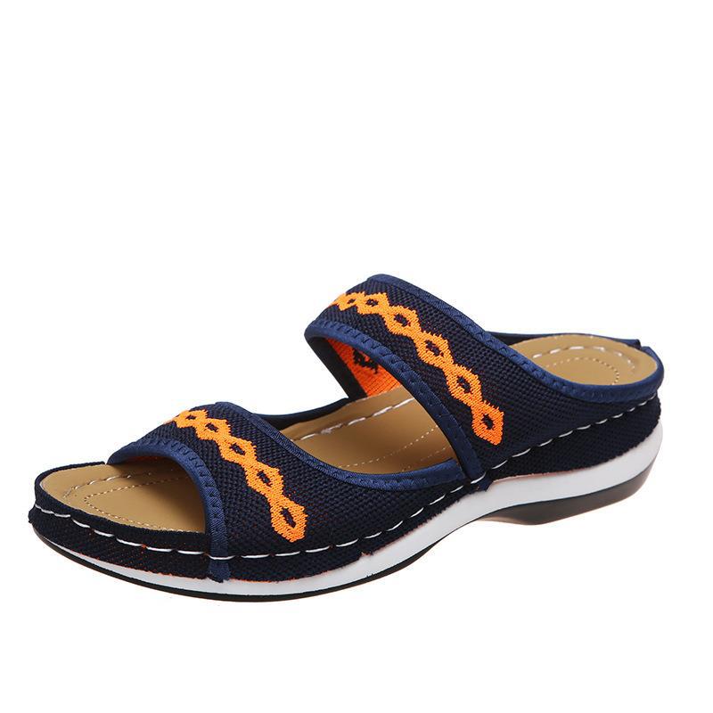 One-word slippers women's shoes fashionable wedge heel hollow comfortable flat sandals