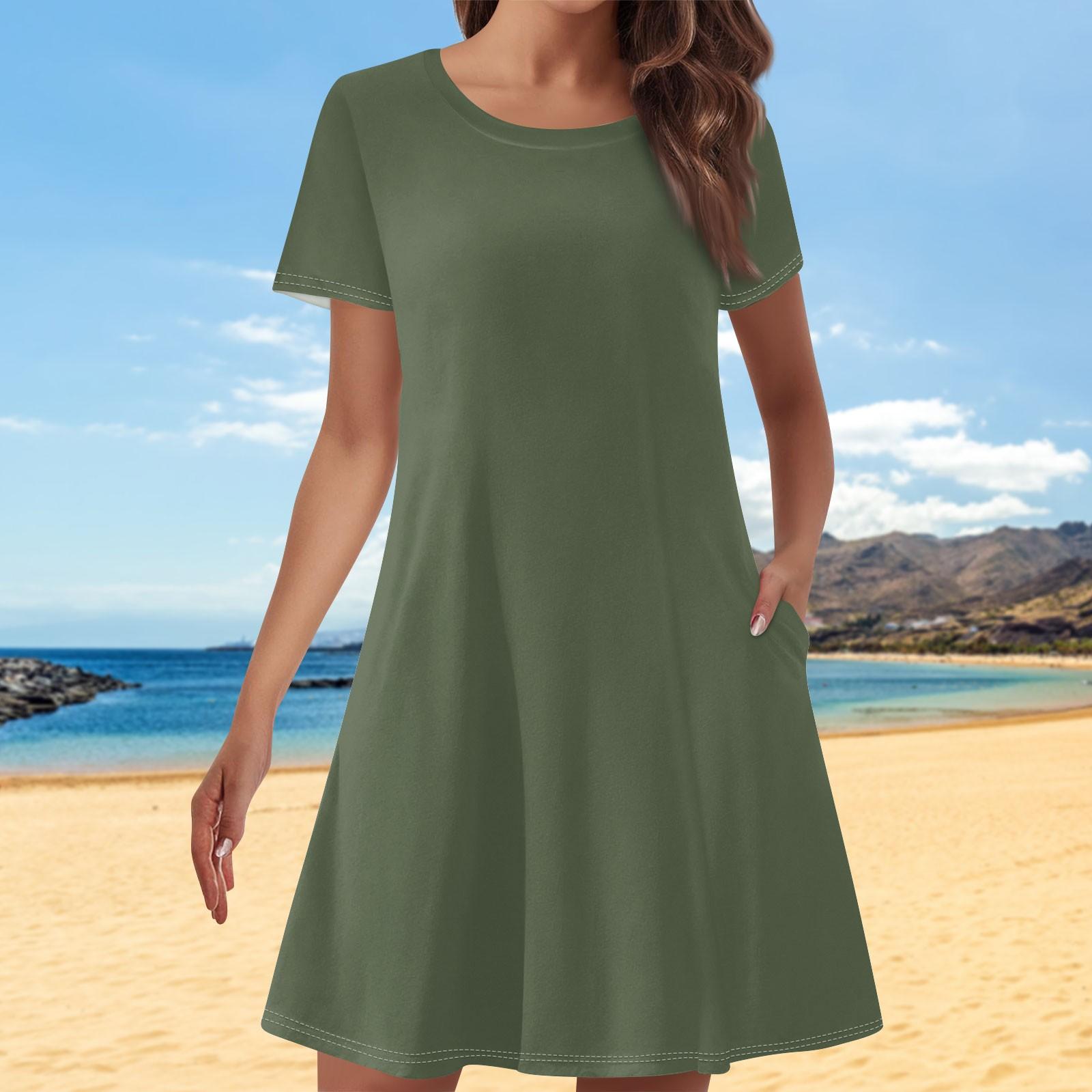 Женские повседневные платья с однотонным принтом — фото 15