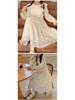 Mori Style Women's Apricot Lace-Trim Long Sleeve Dress