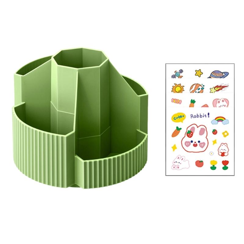 Multifunctional Rotating Desk Organizer Spacious Storage For Pens Scissors School Office Supplies