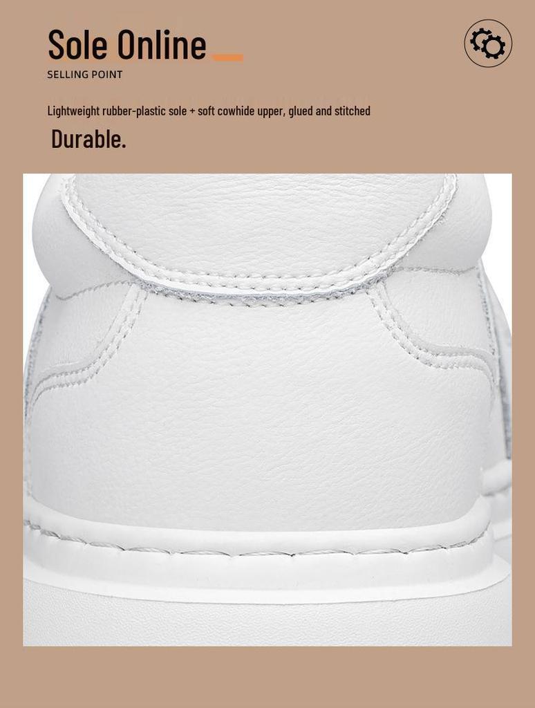 Men's 8CM Height-Increasing White Skate Shoes - Thick Sole, Lightweight, Versatile Lace-Up Casual Sneakers In Large Sizes