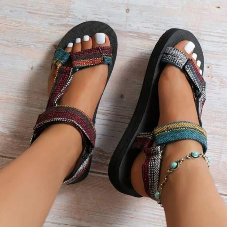 Fashion New Summer Women Casual Sandals Color Flat Casual Lace Up Bow Shoes for Women Fashion Outdoor Beach Sandals Zapatos De Mujer