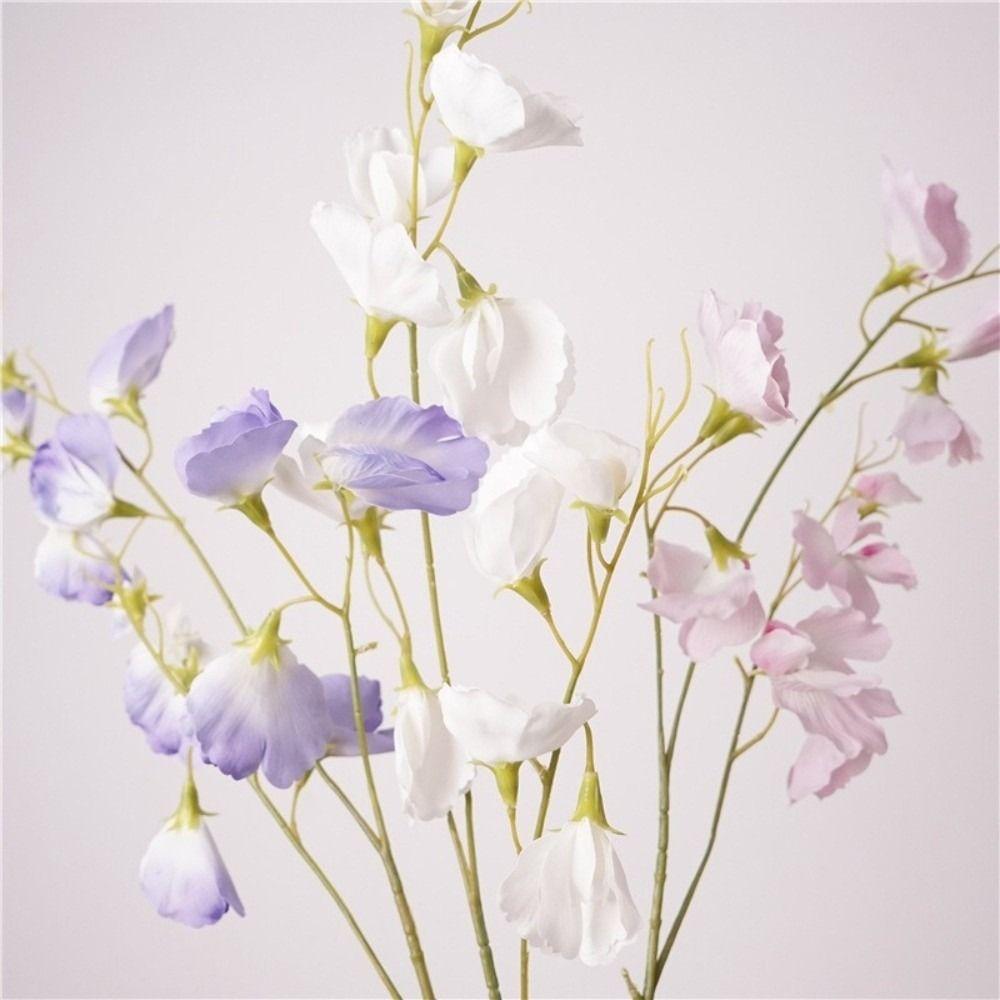 Lifelike Artificial Pea Flower Hydrating Fake Plants Elegant Silk Pea Branch  Living Room