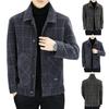 Herrenjacke Revers Langarm Plaid Print Mantel mit Taschen Einreihiger Verschluss Verdickte Oberbekleidung