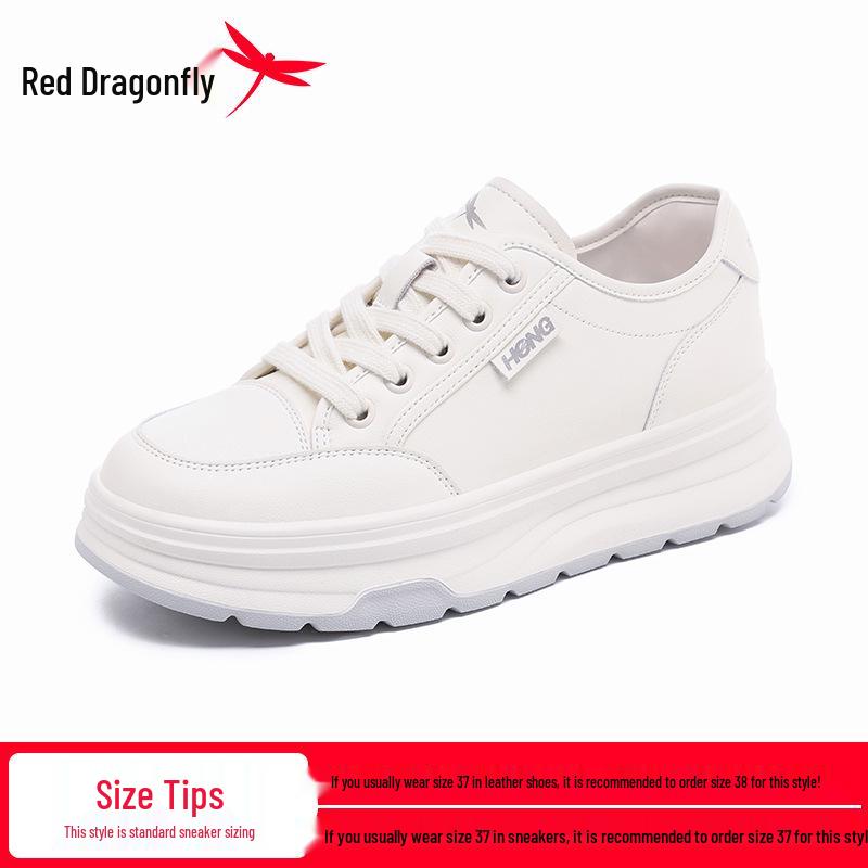 Red Dragonfly Women s White Height-Increasing Casual Sneakers - 2025 Autumn Collection 37