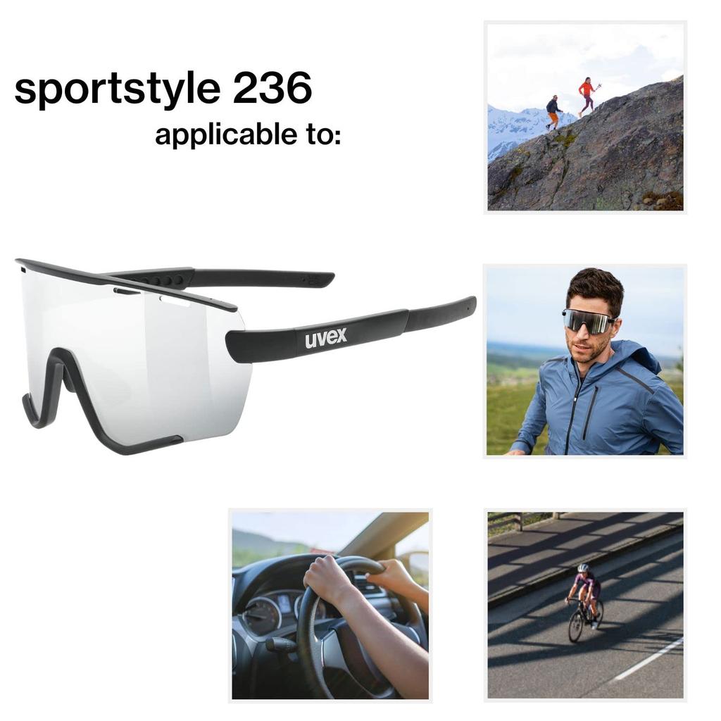 Uvex Sportstyle 236 Sports Sunglasses with UV400 Mirrored and Clear Lenses Protection, Lenses, Anti-Fog,