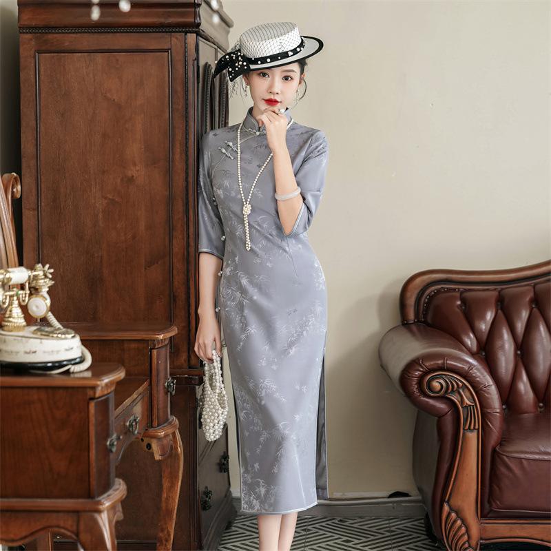 High-end silk cheongsam 1011 new women's daily retro improved high-end Chinese mulberry silk cheongsam dress