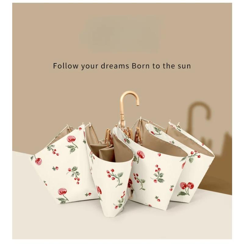 Sombrilla de protección solar anti-UV plegable, sombrilla de doble uso, de alta gama, atractiva, soleada y lluviosa para mujeres